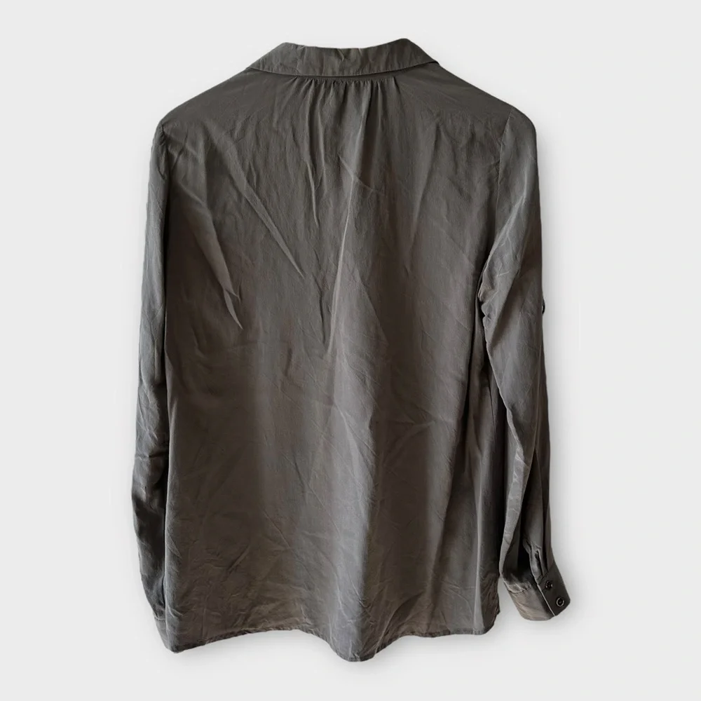 Eileen Fisher • Popover Roll Tab Silk Blouse - Picture 3 of 6